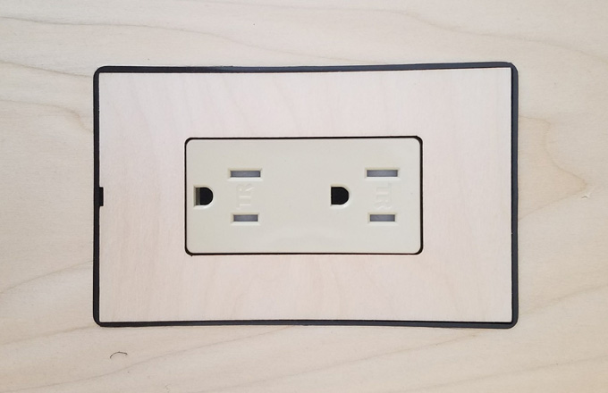 Smoothline flush wall plate with wood veneer cover